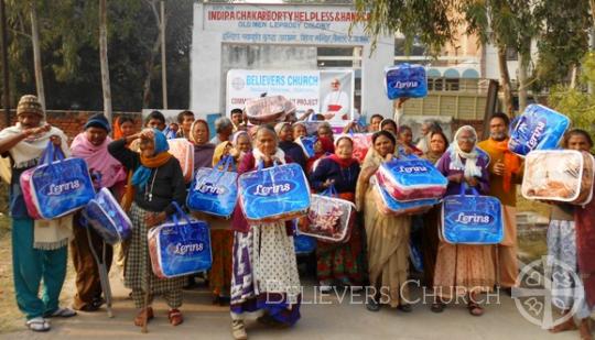 Believers Church Haryana distributes blankets to leprosy patients at Christmastime