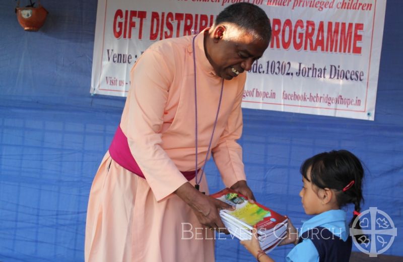 Bishop B. Sunderraj Distributes School Supplies to 125 Children in Diocese of Jorhat