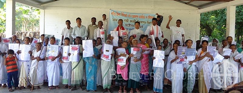 Widows Receive Saris During Gandhi Jayanthi Celebrations in Tezpur