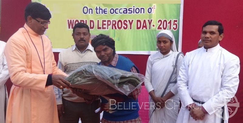 Bishop M.A. Lalachan Distributes Blankets to Lepers of World Leprosy Day
