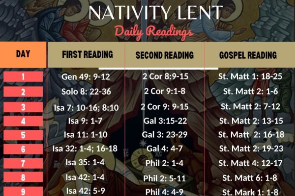 Nativity Lent Daily Scripture Readings